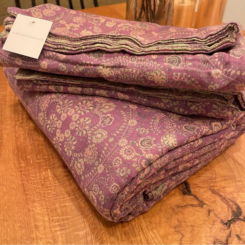 NEW Anthro Purple Muslin 100% Cotton Boho Queen King Bedding Duvet & Sham Case